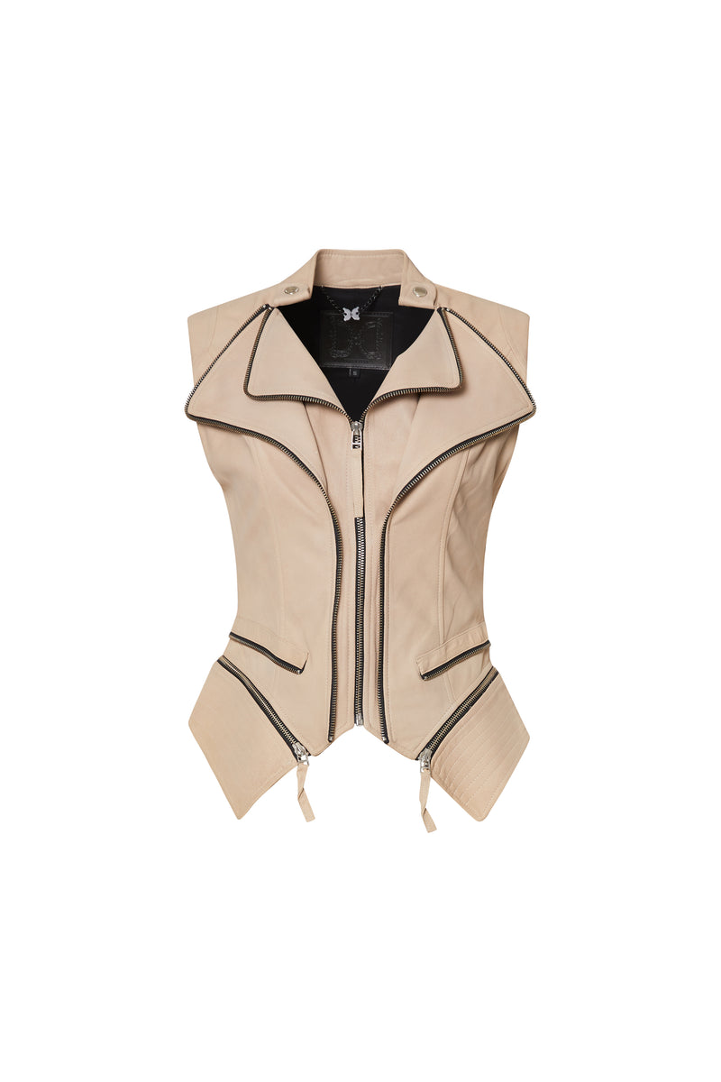 Sleeveless Leather Vest